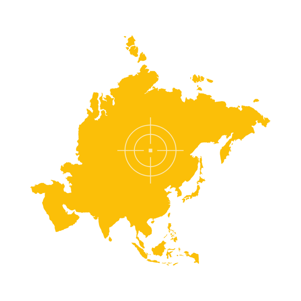Asia continent political map with regions and country borders