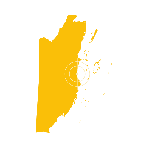 Map of Belize with districts and coastal features