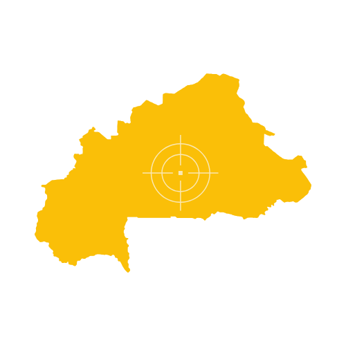 Map of Burkina Faso showing regions and main cities