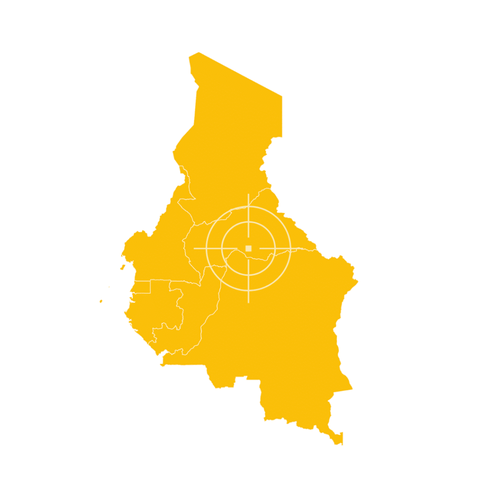 Central Africa sub-region map with rainforest belt