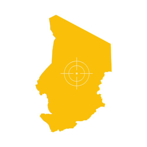 Map of Chad showing regions and main cities
