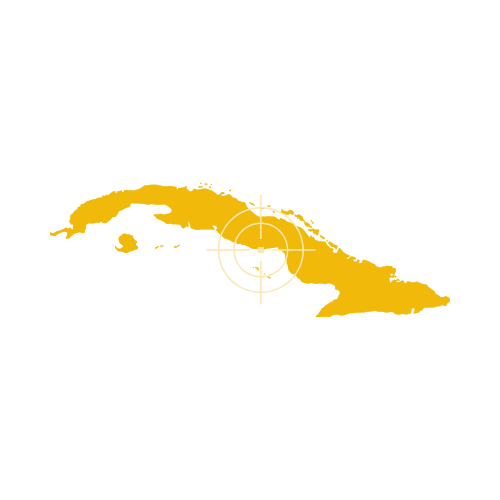 Map of Cuba showing provinces and major towns