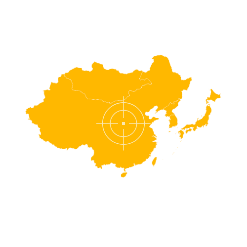 East Asia sub-region map with China, Korea, and Japan