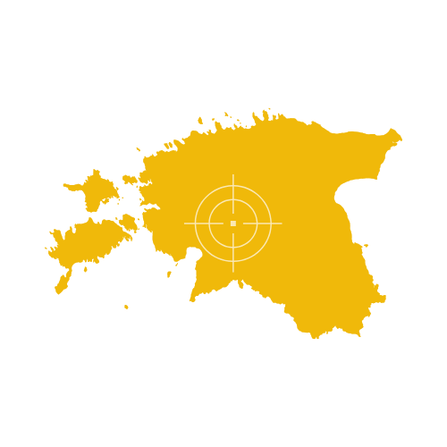Map of Estonia showing counties and main cities