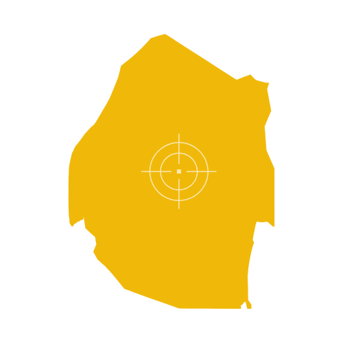 Map of Eswatini showing regions and towns