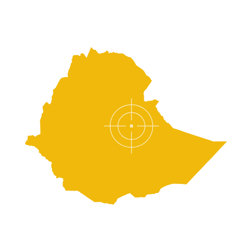 Map of Ethiopia showing regions and major cities