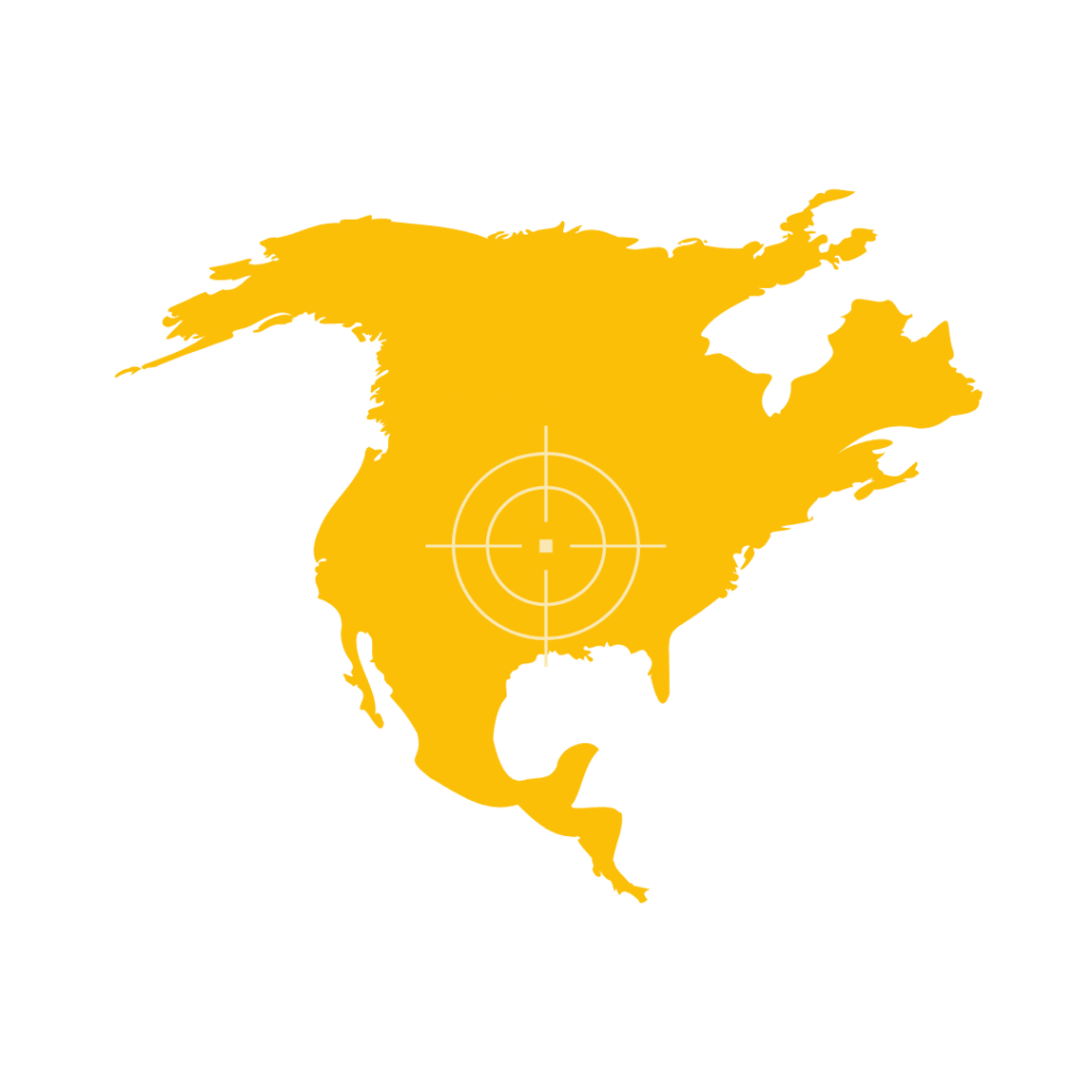 North America map showing countries, islands and regional divisions