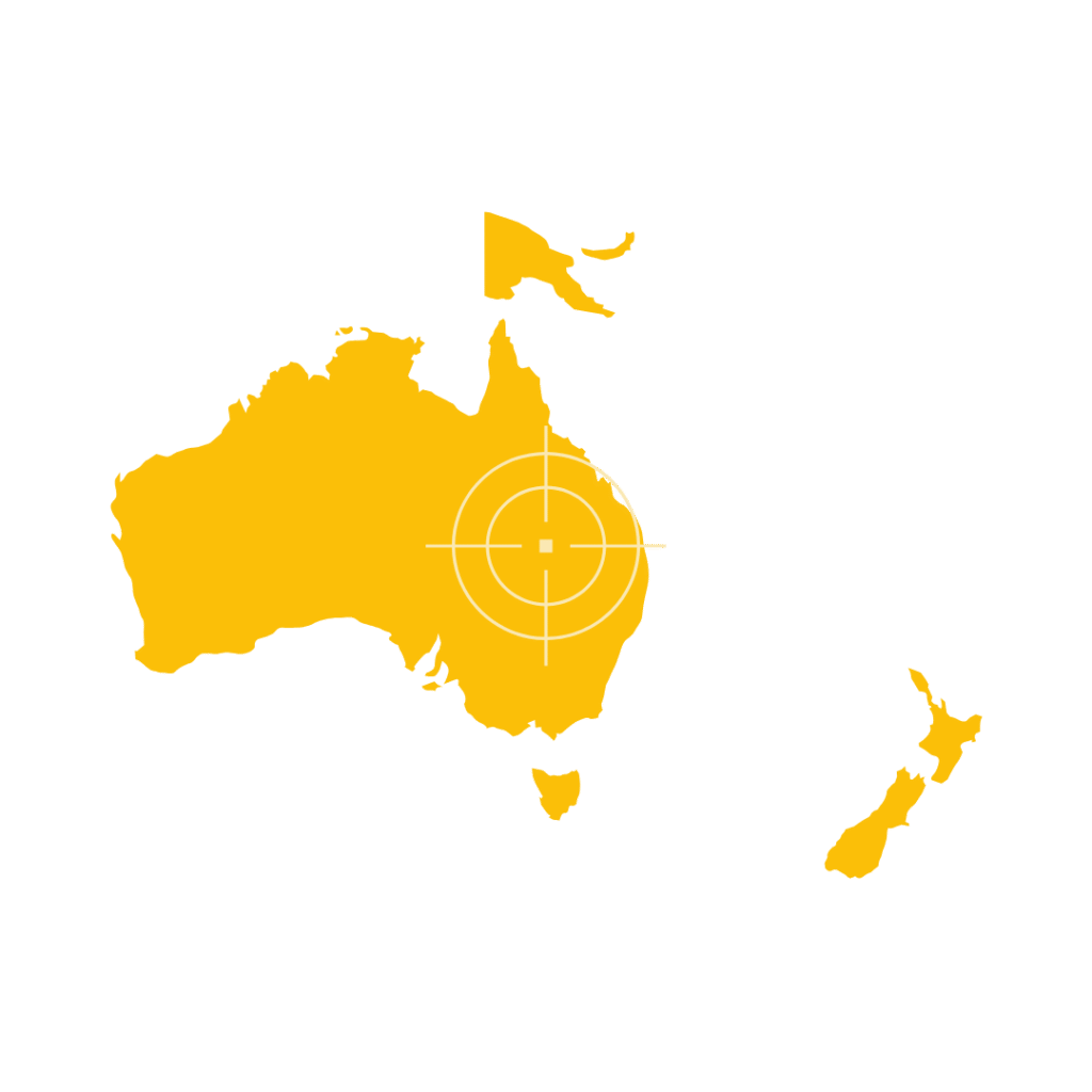 Oceania continent map with Australia and Pacific island regions