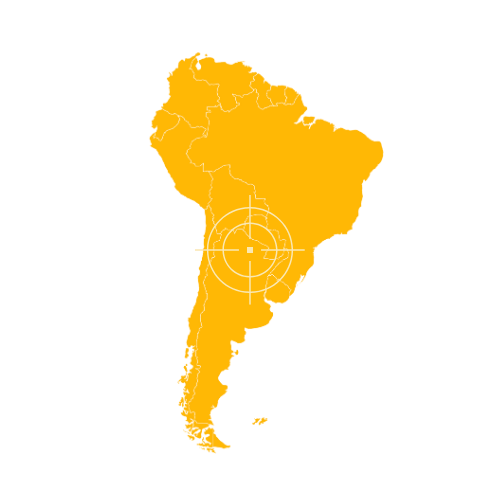South America region map with political boundaries