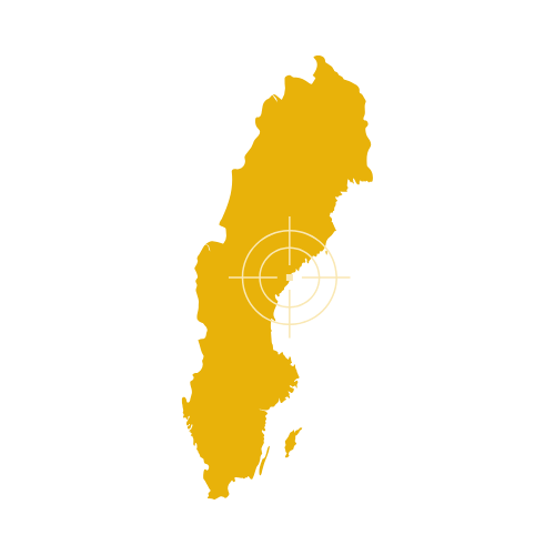 High-quality map of Sweden showing provinces, major cities, and national borders across Northern Europe.