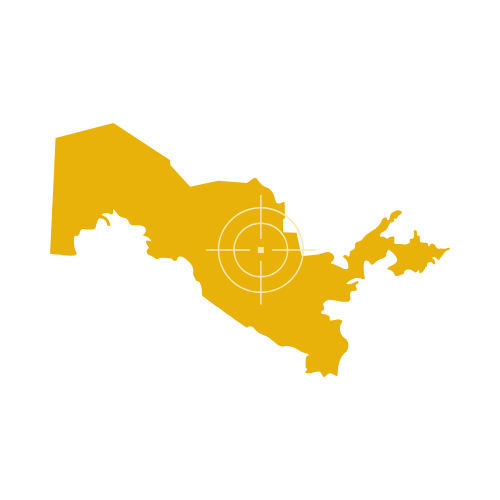 Map of Uzbekistan showing regions, cities, and central Asian borders.