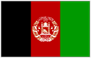 Flag of Afghanistan with national emblem in black red and green vertical stripes