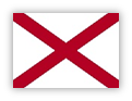 Flag of Alabama with a red cross on a white background