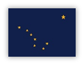 Flag of Alaska with eight gold stars on a dark blue background