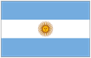 Flag of Argentina with light blue and white horizontal bands and golden Sun of May emblem
