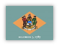 Flag of Delaware with blue diamond on buff background