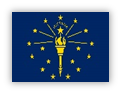 Flag of Indiana with torch and stars on blue field