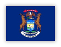 Flag of Michigan with coat of arms on blue background