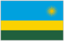 Flag of Rwanda with blue yellow green horizontal bands and sun emblem