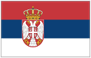 Flag of Serbia with red blue white horizontal bands and coat of arms