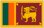 Flag of Sri Lanka gold field with lion emblem and green orange stripes