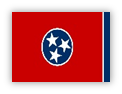 Flag of Tennessee with blue circle and three stars