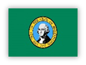 Flag of Washington with state seal on green field