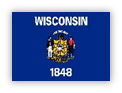 Flag of Wisconsin with state seal on blue field